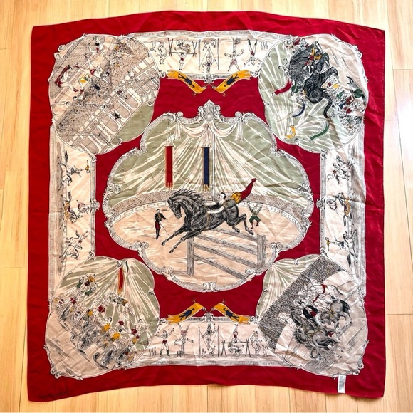 BANANA REPUBLIC Vintage Circus Print Silk Scarf – Made in Japan – 34”x34” - Picture 2 of 11